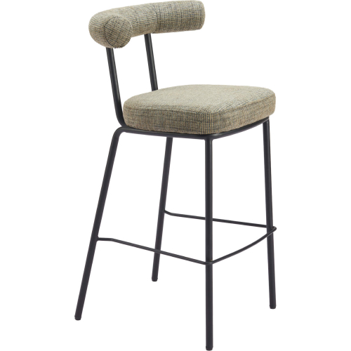 Kede Bar Stool in Green Tweed Chenille & Black Steel