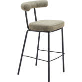 Kede Bar Stool in Green Tweed Chenille & Black Steel