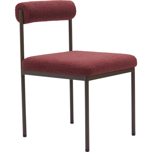Livorno Dining Chair in Red Shearling Style Fabric & Bronze Steel