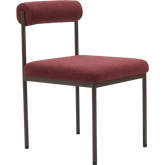 Livorno Dining Chair in Red Shearling Style Fabric & Bronze Steel