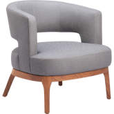 Penryn Accent Chair in Slate Gray Leatherette & Walnut Finish Wood