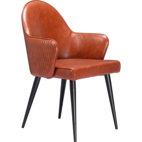Silloth Dining Arm Chair in Brown Leatherette