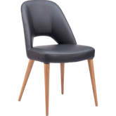 Leith Dining Chair in Black Leatherette & Walnut Finish Wood (Set of 2)