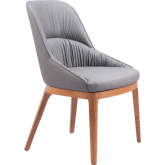 Ayr Dining Chair in Slate Gray Leatherette & Walnut Finish Wood (Set of 2)