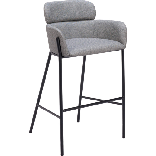 Bremor Bar Stool in Slate Gray Leatherette & Black Steel