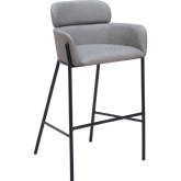 Bremor Bar Stool in Slate Gray Leatherette & Black Steel