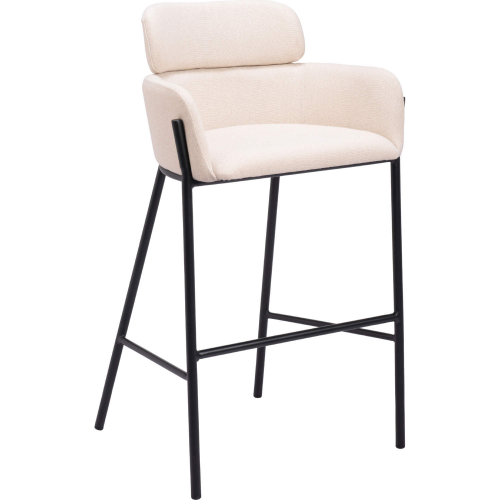 Bremor Bar Stool in Beige Fabric & Black Steel