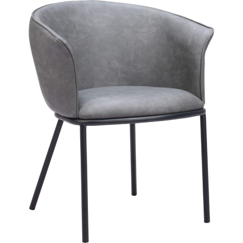 Garston Dining Chair in Gray Leatherette & Black Steel