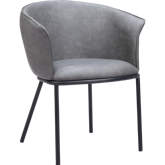 Garston Dining Chair in Gray Leatherette & Black Steel