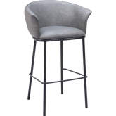 Garston Bar Stool in Gray Leatherette & Black Steel