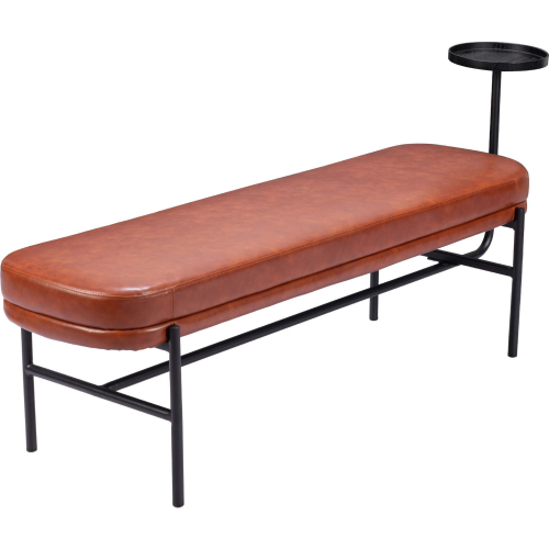 Ploce Bench in Brown Leatherette & Black Steel