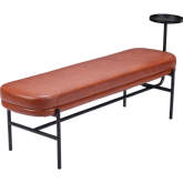 Ploce Bench in Brown Leatherette & Black Steel
