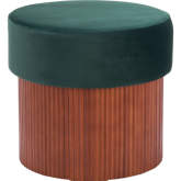 Boto Storage Ottoman in Green Velvet & Wood