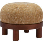 Gome Ottoman in Oat Yellow Fabric & Walnut Finish Wood
