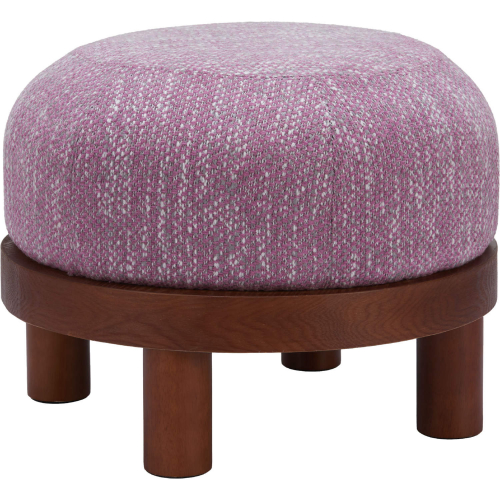 Gome Ottoman in Wisteria Purple Fabric & Walnut Finish Wood