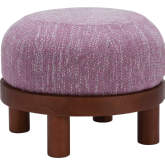 Gome Ottoman in Wisteria Purple Fabric & Walnut Finish Wood