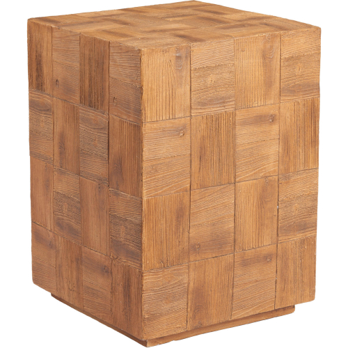 Cetka Side Table in Natural Faux Wood Metal