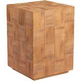 Cetka Side Table in Natural Faux Wood Metal