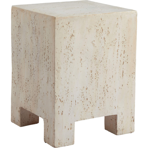 Kitara Side Table in Beige Faux Stone Metal
