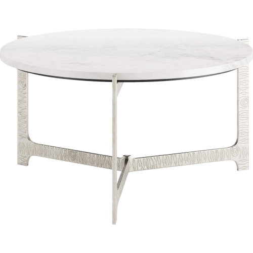 Barmas Coffee Table in White Marble & Silver Aluminum