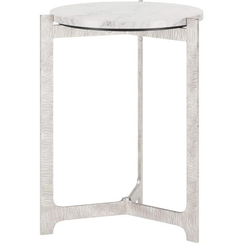 Barmas Side Table in White Marble & Silver Aluminum
