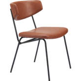 Charon Dining Chair in Vintage Brown Leatherette & Black Steel (Set of 2)