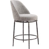 Nordhavn Swivel Counter Stool Gray Fabric & Black Steel