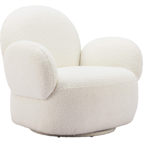 Pilka Swivel Chair in White Shearling Style Fabric
