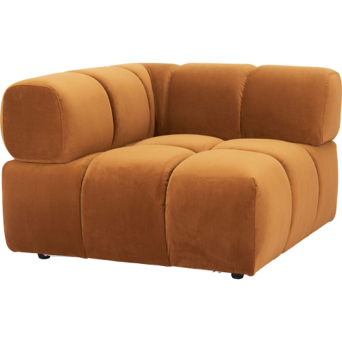 Rist Corner Chair Sectional Sofa Unit in Tufted Brown Velvet