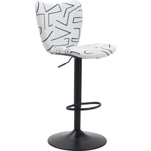 Elevate Bar Stool in White & Black Shearling Like Fabric & Metal (Set of 2)