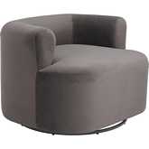 Mugav Swivel Accent Chair in Gray Velvet & Black Metal