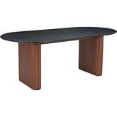 Lassig 79" Oval Dining Table Black & Walnut Finish Wood