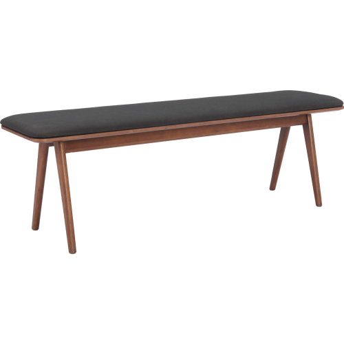 Kazwali Bench in Black Fabric & Walnut Finish Wood