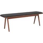 Kazwali Bench in Black Fabric & Walnut Finish Wood