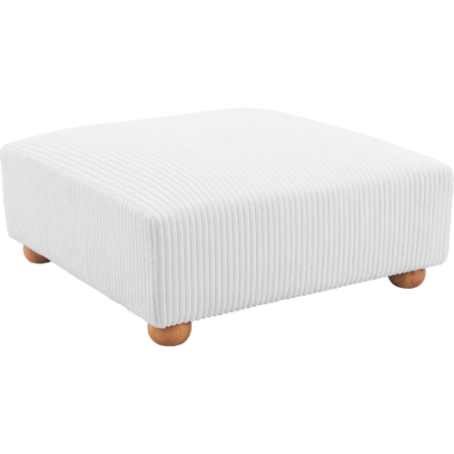 Tayte Ottoman in Channel Tufted White Corduroy Fabric