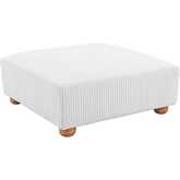 Tayte Ottoman in Channel Tufted White Corduroy Fabric