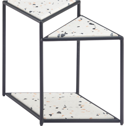 Miste Side Table in Multicolor Faux Terrazzo Stone & Sandblasted Steel