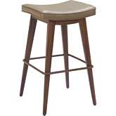 Divat Bar Stool in Taupe Leatherette & Walnut Faux Wood (Set of 2)