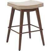 Divat Counter Stool in Beige Leatherette & Walnut Faux Wood (Set of 2)
