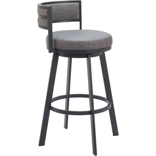 Gimsby Swivel Bar Stool in Gray Leatherette & Black Metal