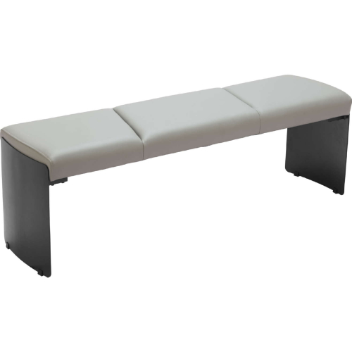 Mur Bench in Gray Leatherette & Black Steel