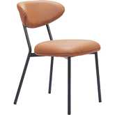 Rorun Dining Chair in Brown Leatherette & Black Steel (Set of 4)
