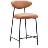 Rorun Counter Stool in Brown Leatherette & Black Steel (Set of 2)