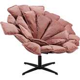 Kipas Swivel Accent Chair in Pink Velvet & Black Metal