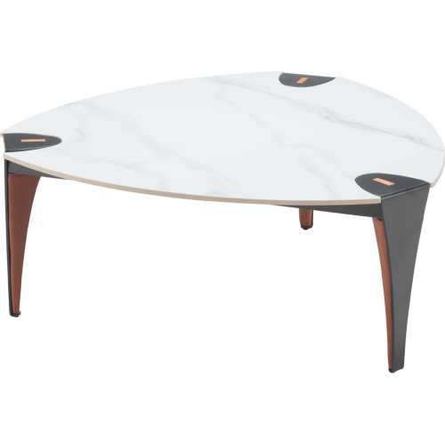 Bogey Coffee Table in Multicolor Faux Marble Stone & Black Leatherette