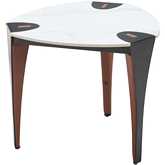 Bogey Side Table in Multicolor Faux Marble Stone & Black Leatherette