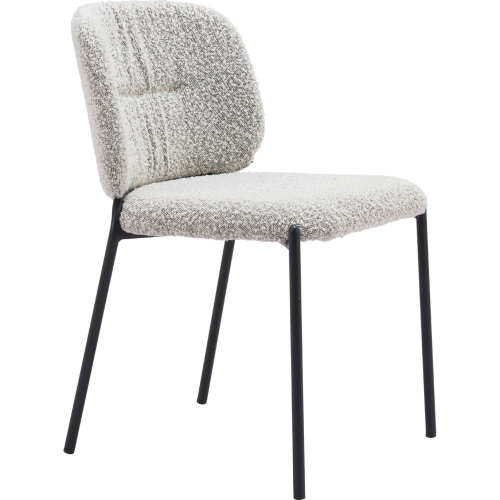 Plat Dining Chair in Gray Shearling Style Fabric & Black Steel (Set of 2)