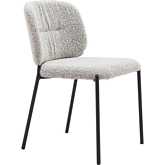 Plat Dining Chair in Gray Shearling Style Fabric & Black Steel (Set of 2)