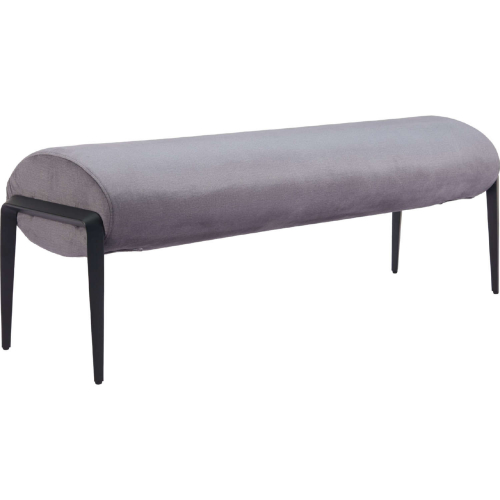 Glatt Bench in Gray Velvet & Black Metal