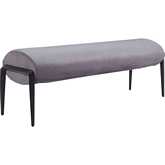 Glatt Bench in Gray Velvet & Black Metal
